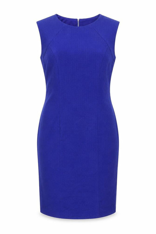 Julien Macdonald Womens Blue Polyester Shift Size 14 Round Neck Zip