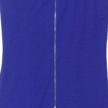Julien Macdonald Womens Blue Polyester Shift Size 14 Round Neck Zip