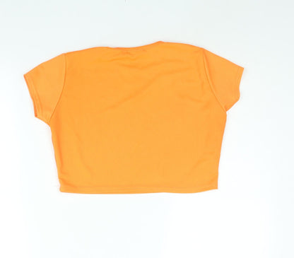 Womens UK Size 12 PRETTYLITTLETHING Orange Cropped T-Shirt