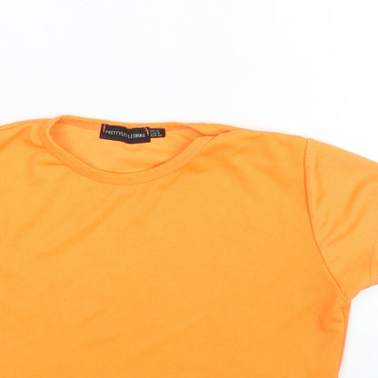 Womens UK Size 12 PRETTYLITTLETHING Orange Cropped T-Shirt