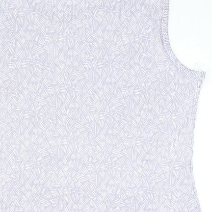 Bonmarché Womens Purple Geometric Polyester Camisole Blouse Size 16 Round Neck - Keyhole Neck Plisse