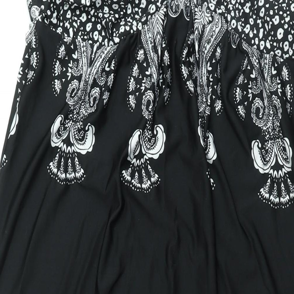 Klass Womens Black Geometric Polyester Maxi Size 18 Halter Tie - Beaded Neckline