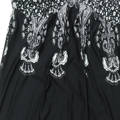 Klass Womens Black Geometric Polyester Maxi Size 18 Halter Tie - Beaded Neckline