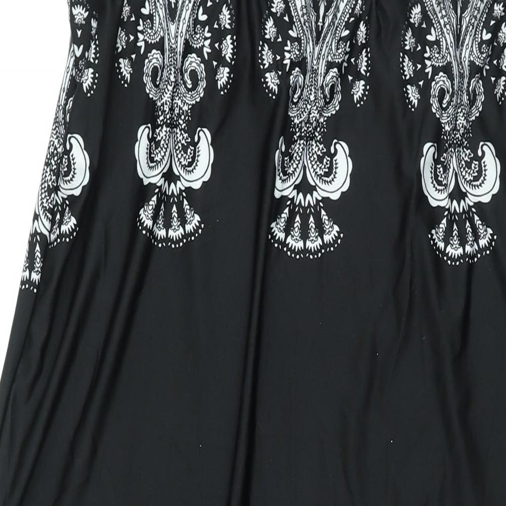 Klass Womens Black Geometric Polyester Maxi Size 18 Halter Tie - Beaded Neckline