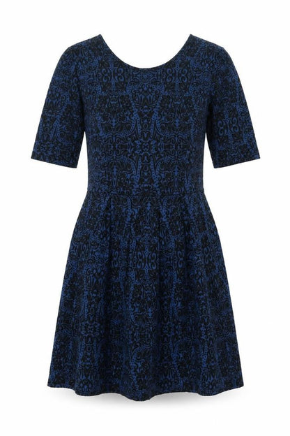 Cooperative Womens Blue Geometric Viscose Shift Size M Scoop Neck Zip