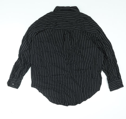 Divided by H&M Womens Black Striped Cotton Basic Button-Up Size XS Collared