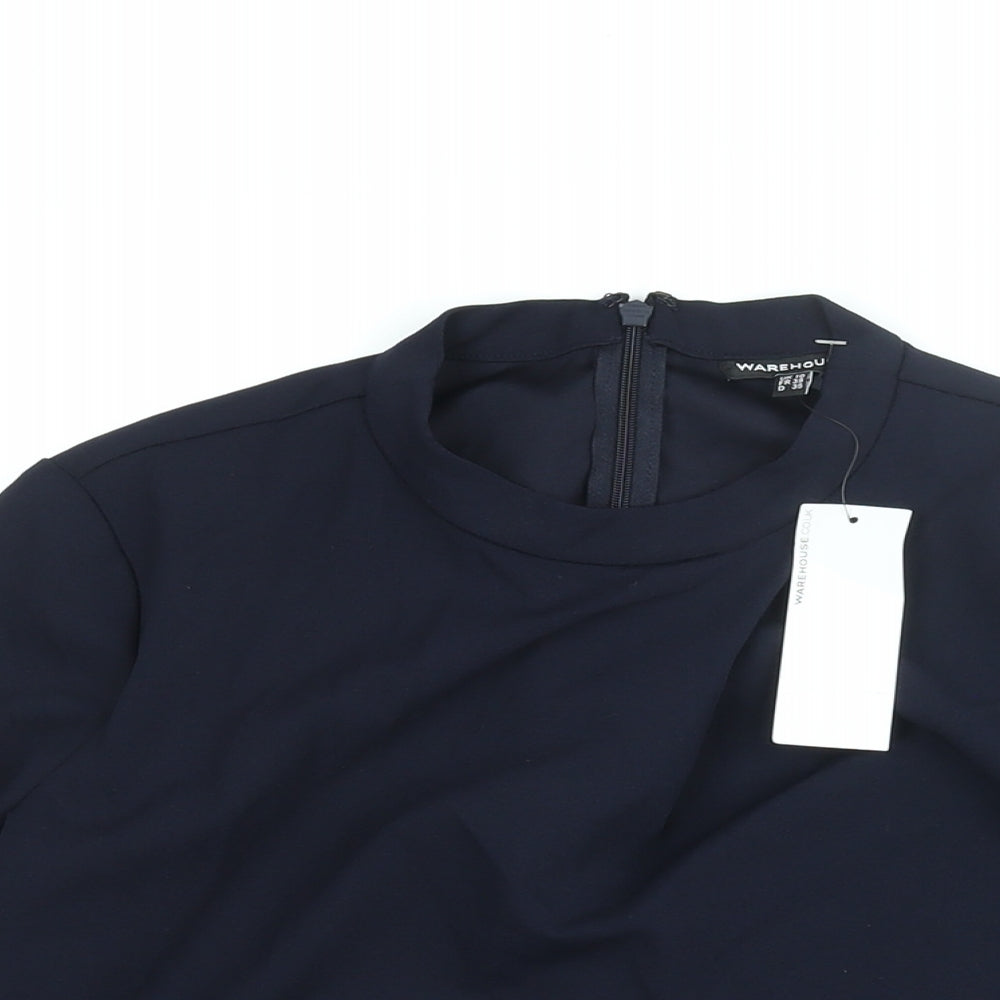 Womens UK Size 10 Warehouse Blue Basic Blouse