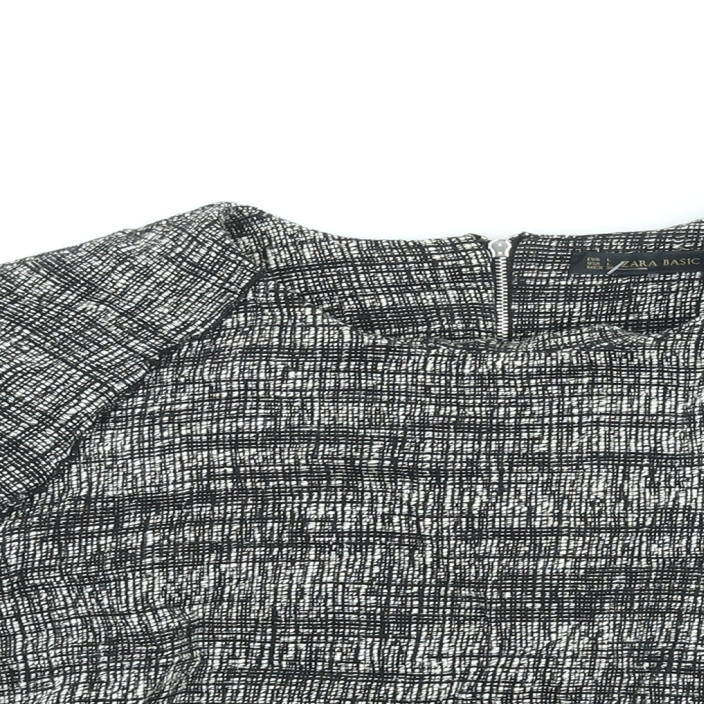 Womens UK Size L Zara Black Basic Blouse
