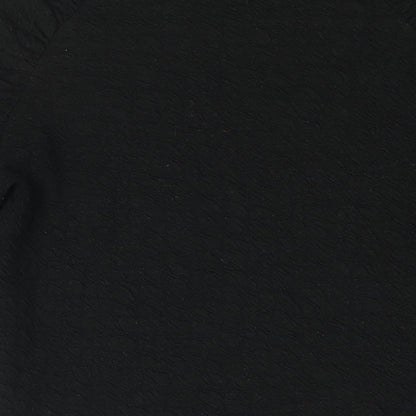 b.young Womens Black Polyester Basic Blouse Size S Round Neck - Textured