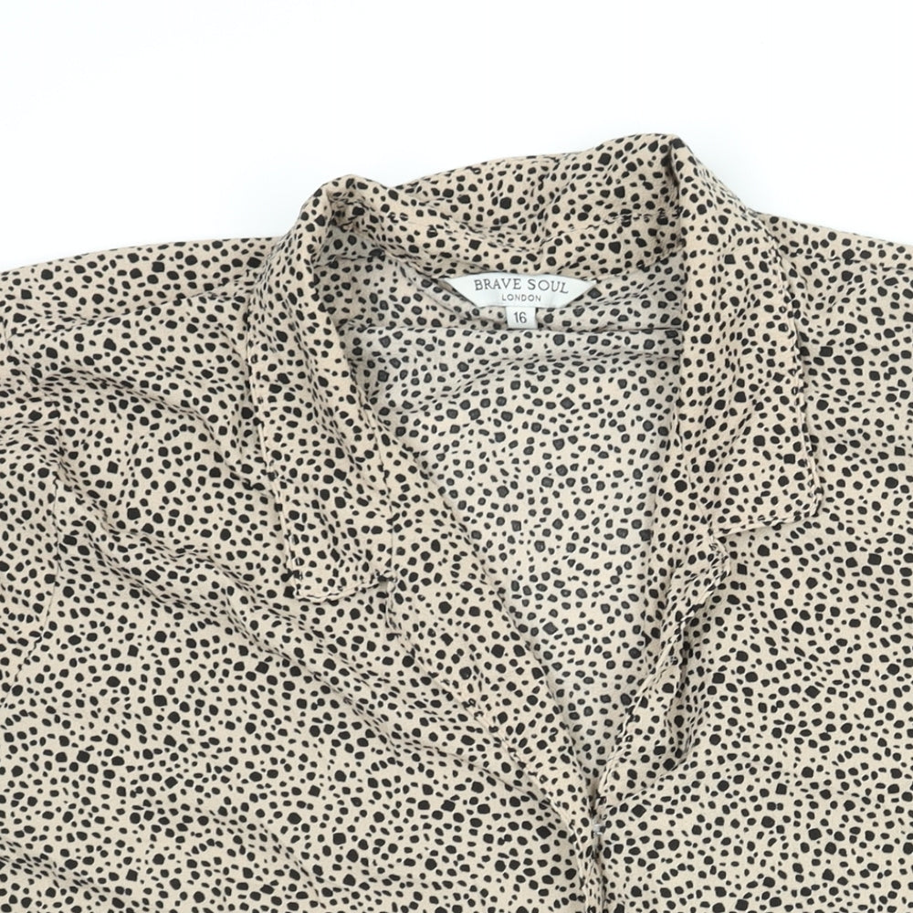 Womens UK Size 16 Brave Soul Beige Basic Blouse