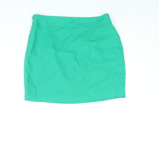 FOREVER 21 Womens Green Polyester Mini Skirt Size S Zip