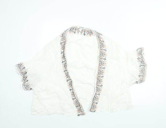 Glamorous Womens White Cotton Kimono Blouse Size XS V-Neck - Embroidered