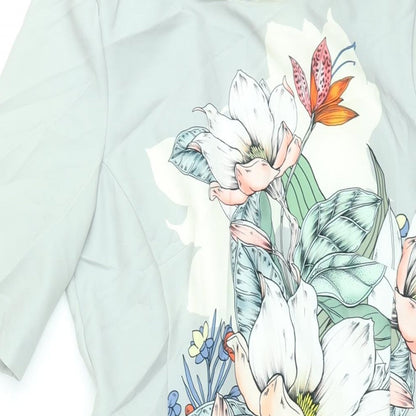 Fenn Wright Manson Womens Grey Polyester Pencil Dress Size 8 Round Neck Zip - Floral Print