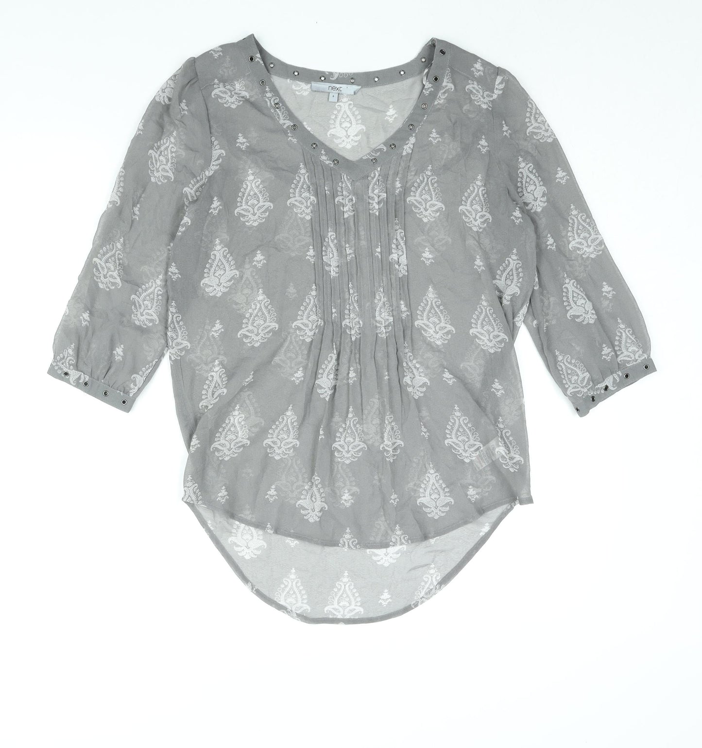 Womens UK Size 8 NEXT Grey Basic Blouse