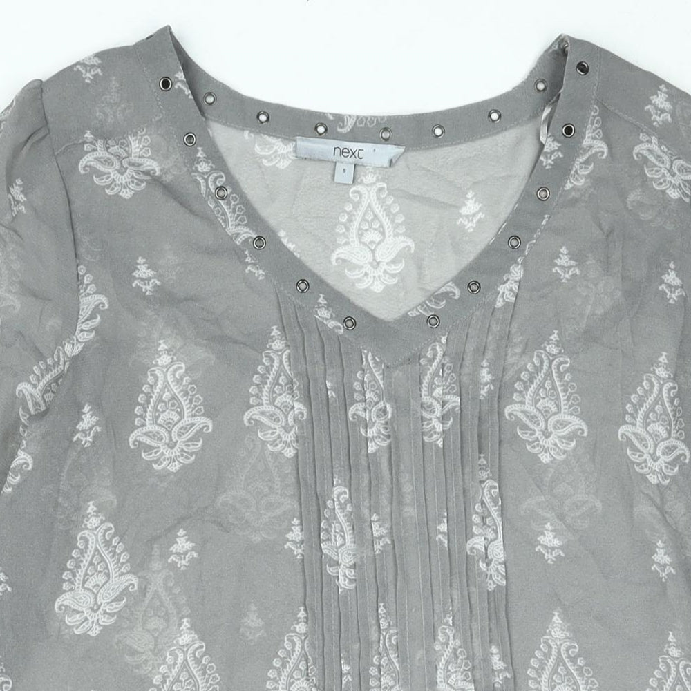 Womens UK Size 8 NEXT Grey Basic Blouse