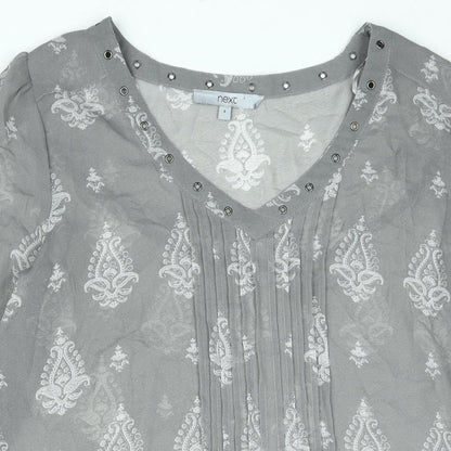 Womens UK Size 8 NEXT Grey Basic Blouse
