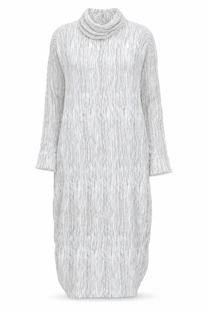 Autograph Womens White Striped Viscose Shift Size 12 Mock Neck Button - Side Slits