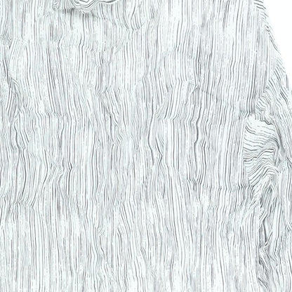 Autograph Womens White Striped Viscose Shift Size 12 Mock Neck Button - Side Slits