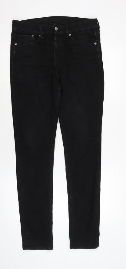 H&M Mens Black Cotton Blend Straight Jeans Size 31 in L31 in Regular Zip