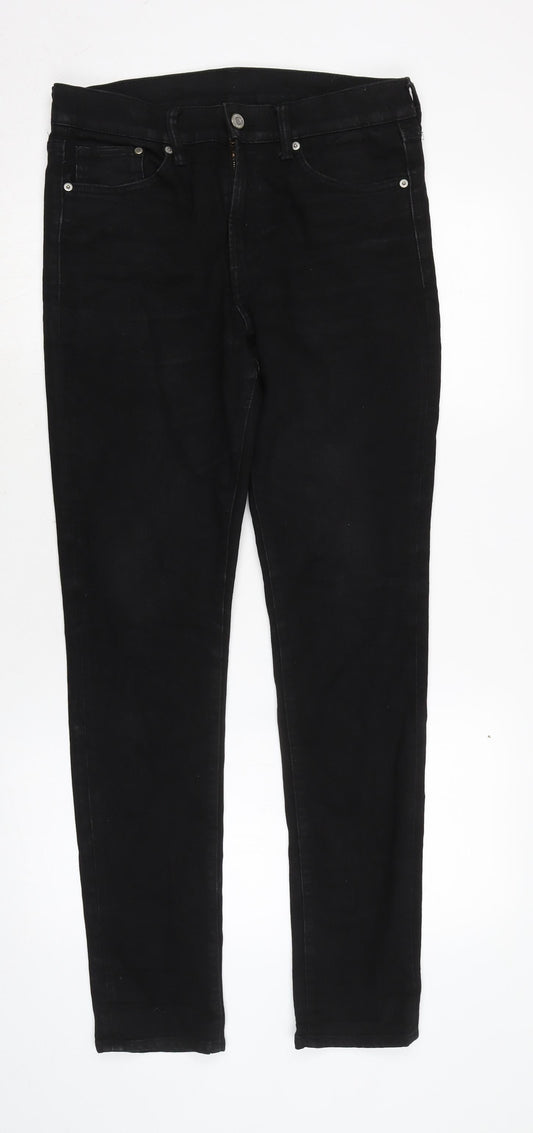 H&M Mens Black Cotton Blend Straight Jeans Size 31 in L31 in Regular Zip