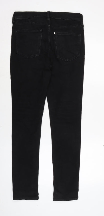 H&M Mens Black Cotton Blend Straight Jeans Size 31 in L31 in Regular Zip