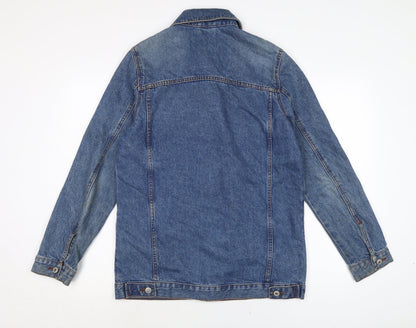 Denim & Co. Womens Blue Biker Jacket Size 10 Button