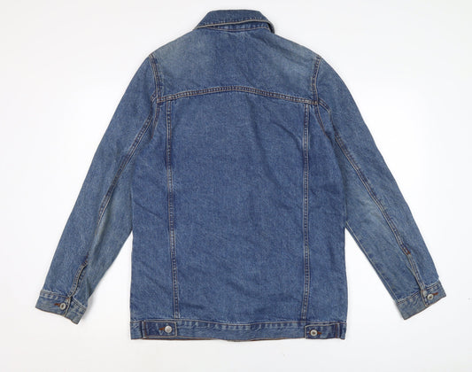 Denim & Co. Womens Blue Biker Jacket Size 10 Button