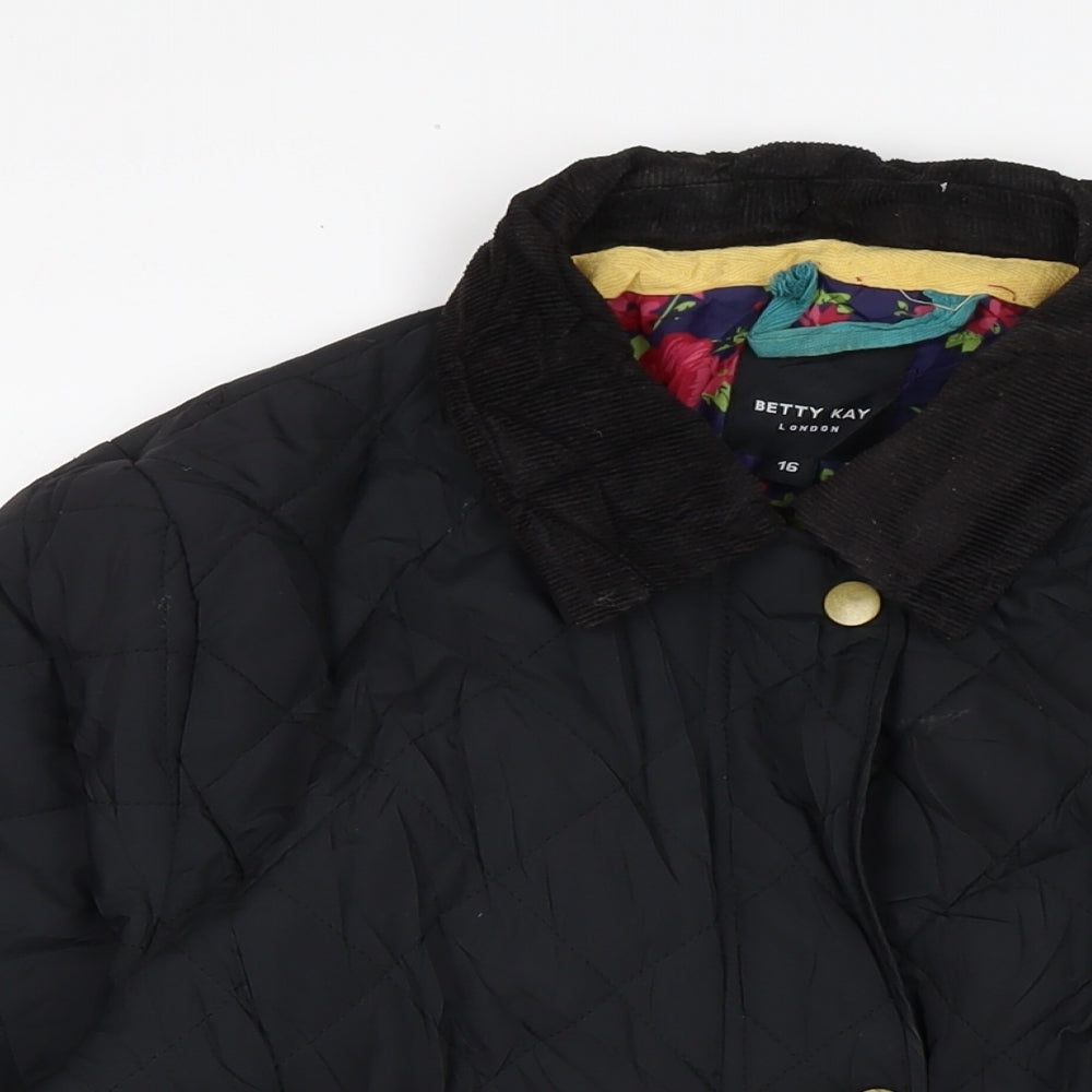 Womens UK Size 16 Betty kay Black Quilted Coat