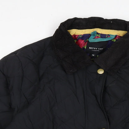 Womens UK Size 16 Betty kay Black Quilted Coat