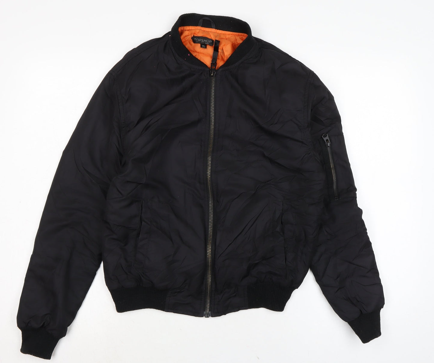 Womens UK Size 6 Topshop Black Bomber Jacket