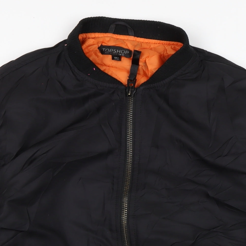 Womens UK Size 6 Topshop Black Bomber Jacket