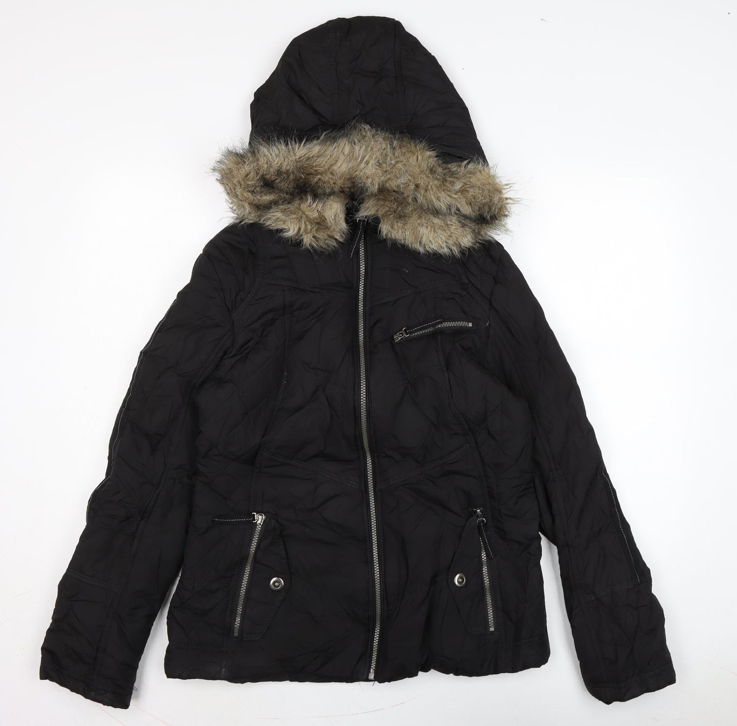 Jenson Womens Black Puffer Jacket Coat Size 12 Zip