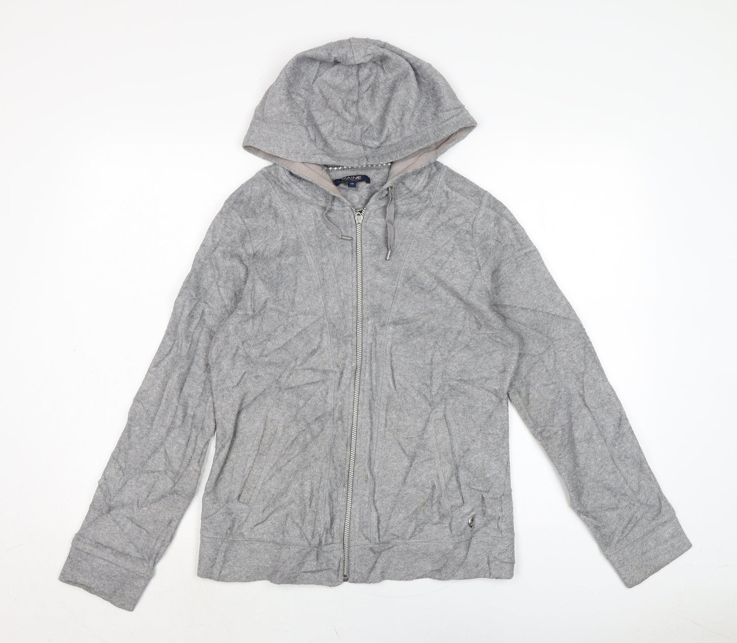 Womens UK Size 10 Maine Grey Full Zip Jumper