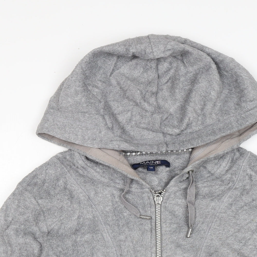 Womens UK Size 10 Maine Grey Full Zip Jumper