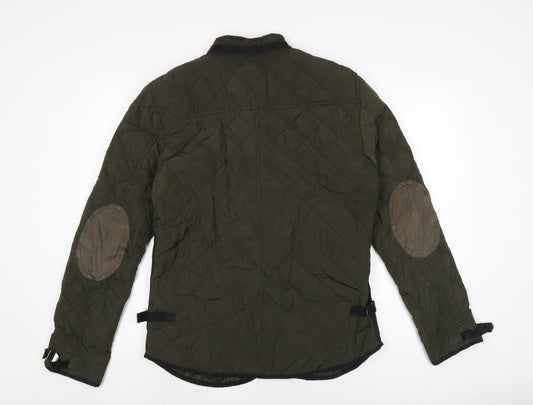 Zara Mens Green Quilted Jacket Size L Zip