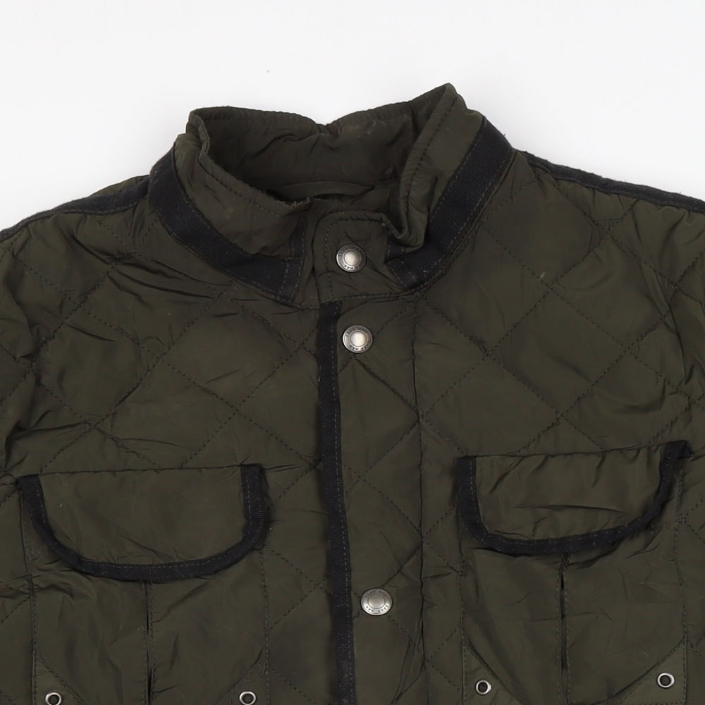 Zara Mens Green Quilted Jacket Size L Zip