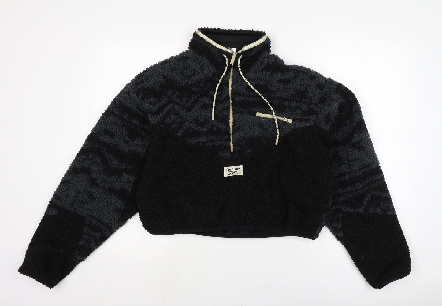 Reebok Womens Black Polyester Pullover Sweatshirt Size XS