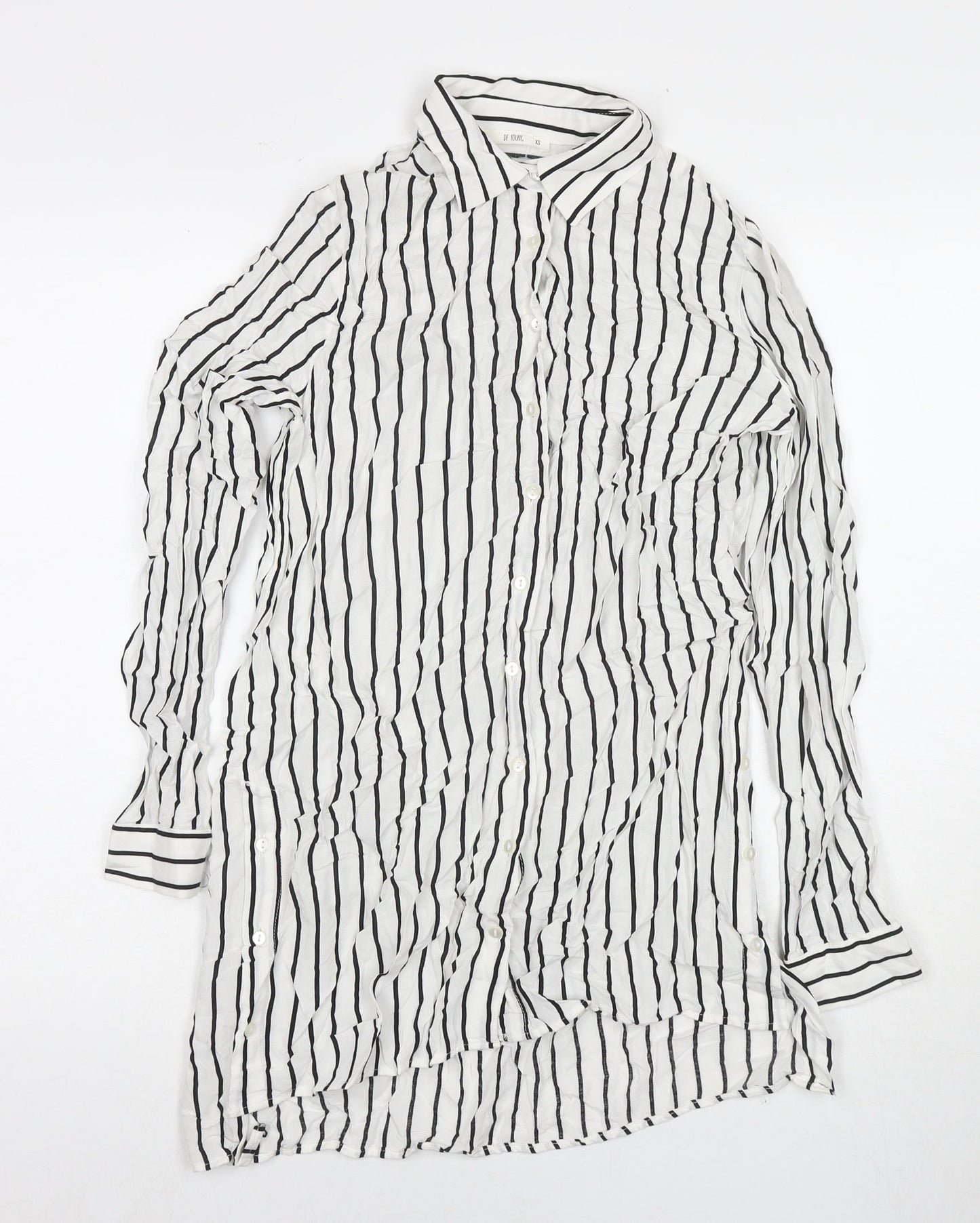 Womens UK Size XS Defacto White Tunic Button-Up