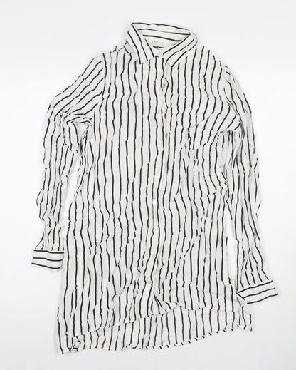 Womens UK Size XS Defacto White Tunic Button-Up
