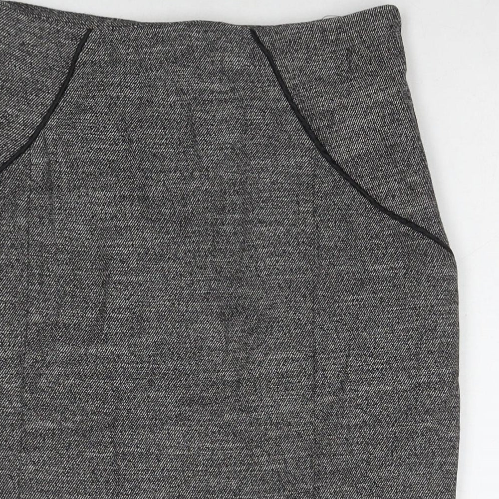 Oasis Womens Grey Polyester A-Line Skirt Size 8 Zip