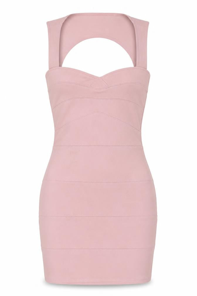 Boohoo Womens Pink Polyester Bodycon Size 6 Square Neck Pullover