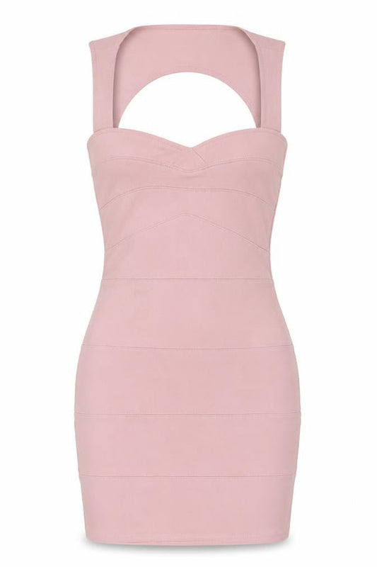Boohoo Womens Pink Polyester Bodycon Size 6 Square Neck Pullover