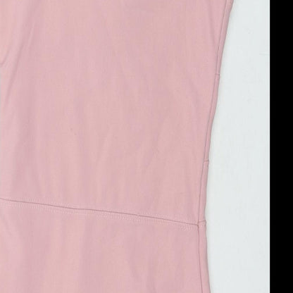 Boohoo Womens Pink Polyester Bodycon Size 6 Square Neck Pullover