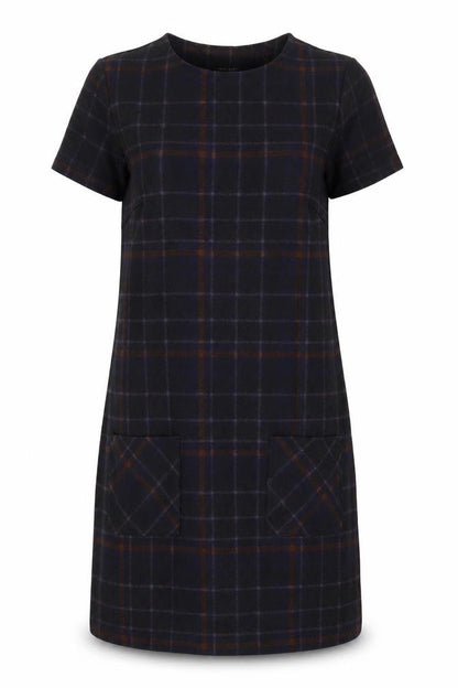 New Look Womens Black Check Polyester A-Line Size 8 Round Neck Pullover