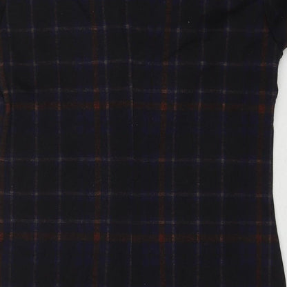 New Look Womens Black Check Polyester A-Line Size 8 Round Neck Pullover