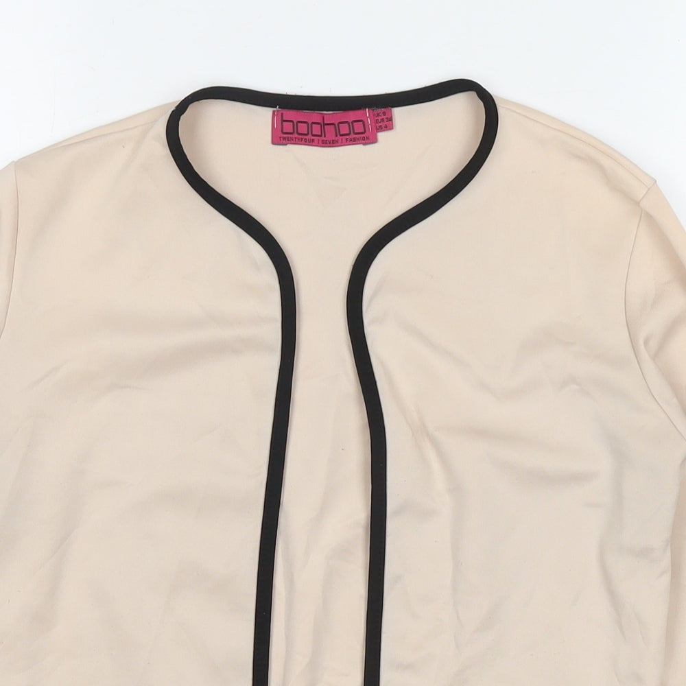 Boohoo Womens Beige Polyester Kimono Blouse Size 8 V-Neck