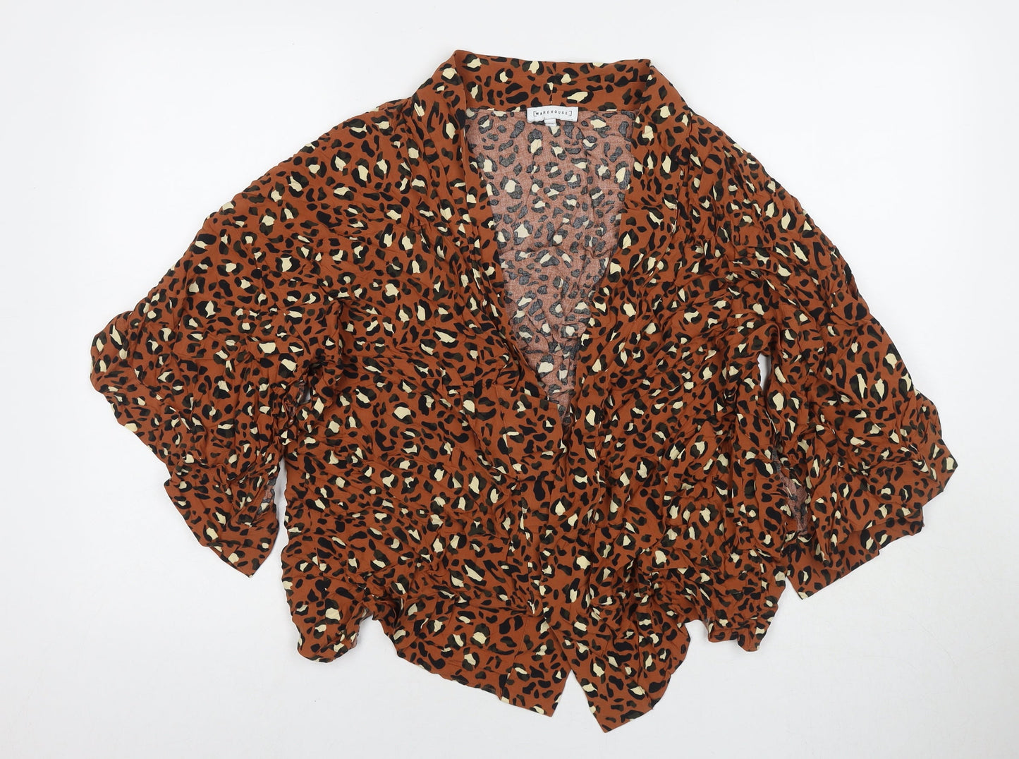 Womens UK Size M Warehouse Brown Kimono Blouse