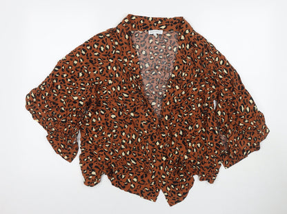 Womens UK Size M Warehouse Brown Kimono Blouse