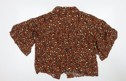 Womens UK Size M Warehouse Brown Kimono Blouse