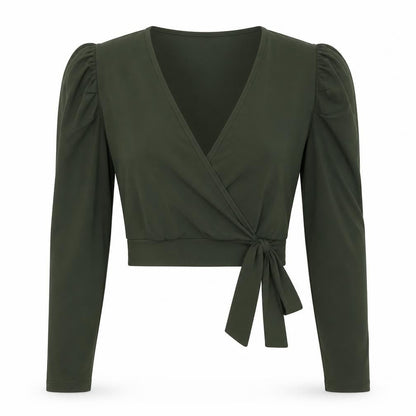 Lustre Womens Green Polyester Basic Blouse Size 10 V-Neck